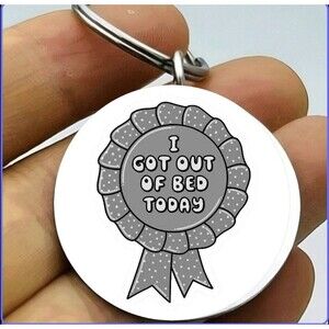 Funny Award I Got Out Of Bed Joke Prank Cute Trophy Handmade Stainless Keychain
